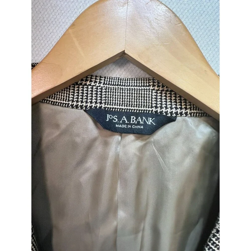 Jos. A. Bank Men's Silk 2 Button Sport Coat Long Sleeve Sz R41 Brown Plaid